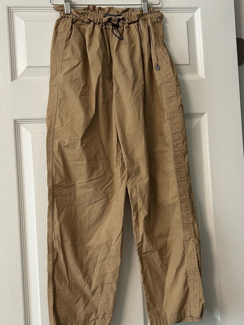 Scotch & Soda Tan Paperbag Waist Cropped Trousers